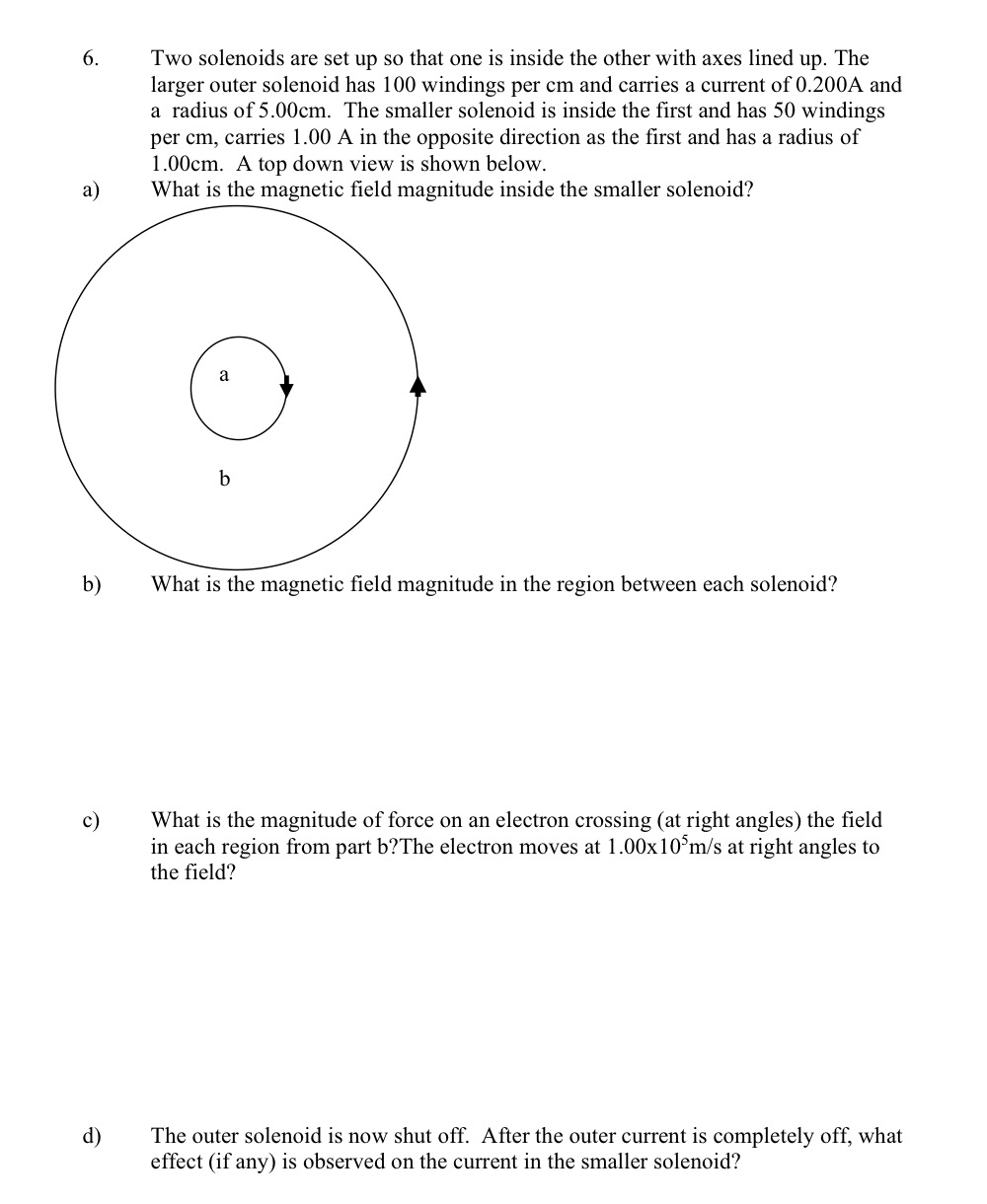 Solved Two solenoids are set up so that one is inside the | Chegg.com