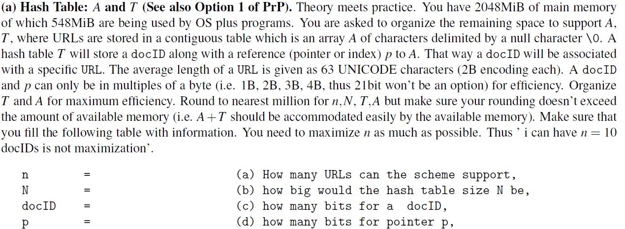 Hash Table Character (a) Hash Table: A and T (See also Option 1 of PrP). | Chegg.com