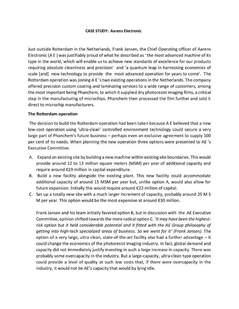 Aarens electronic case study answers image