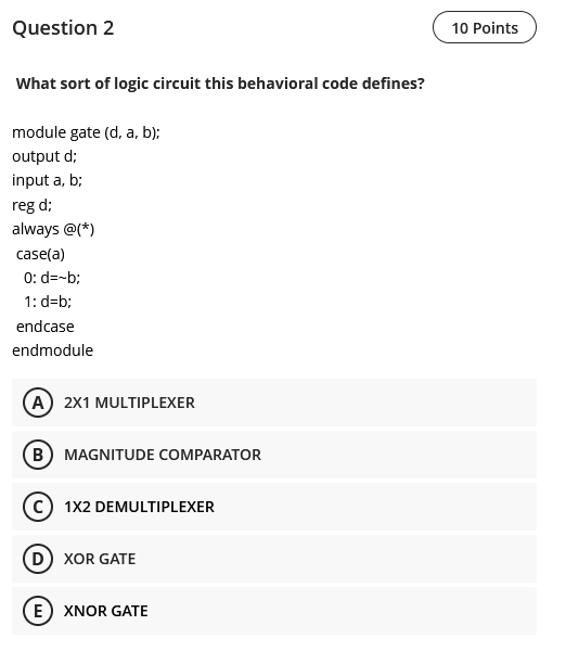 Solved What sort of logic circuit this behavioral code | Chegg.com
