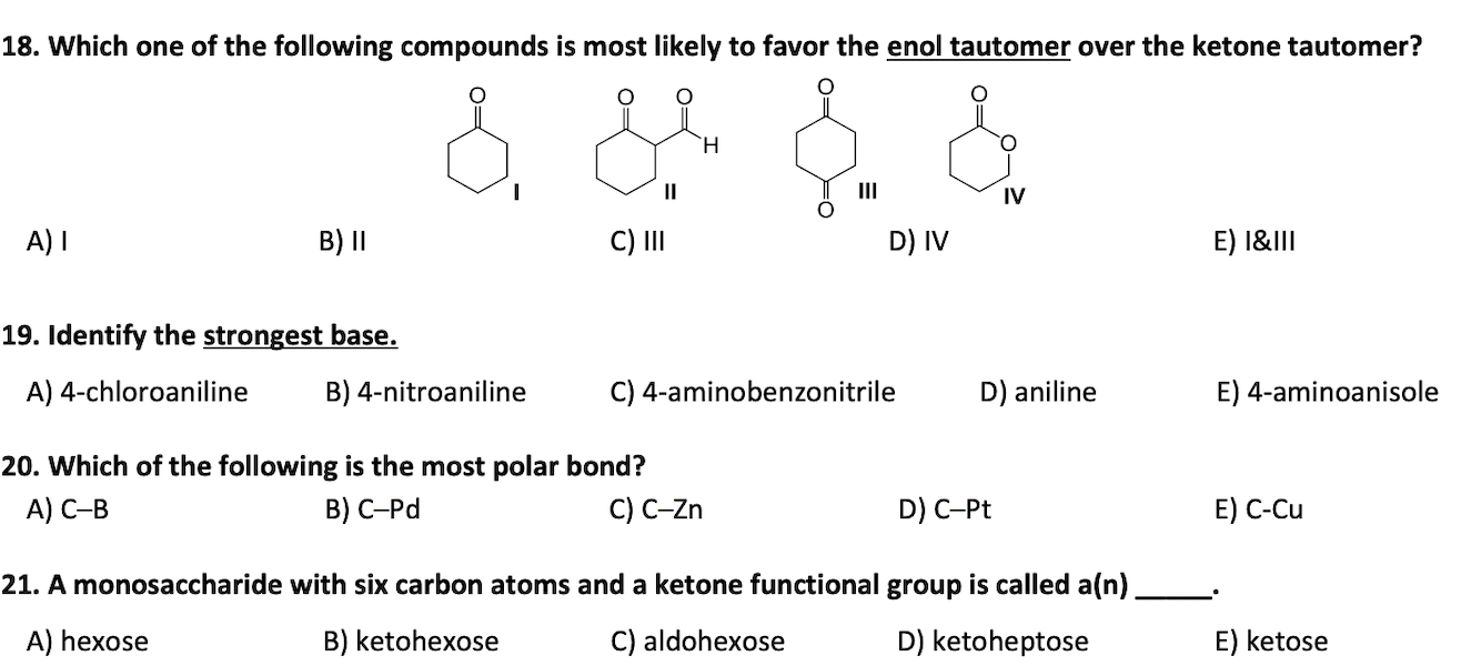 Solved 18 Which One Of The Following Compounds Is Most L Chegg Com