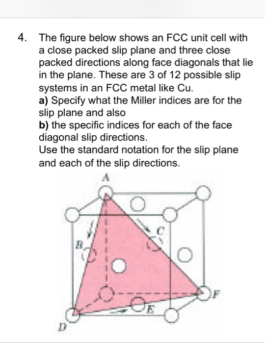 Solved 4. The figure below shows an FCC unit cell with a