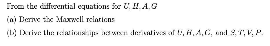 Solved From The Differential Equations For U H A G A Chegg Com