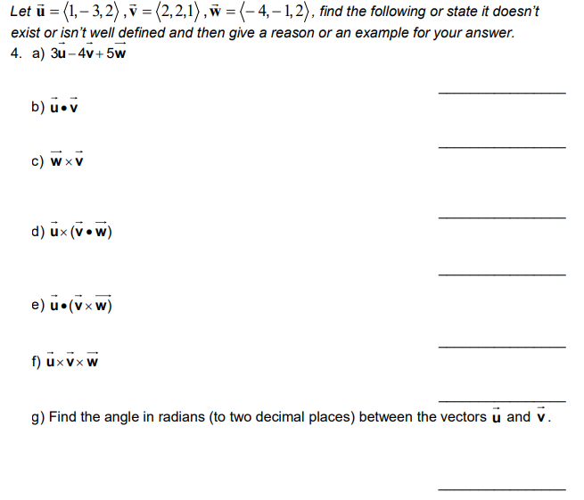Solved Let U 1 3 2 V 2 2 1 N 4 1 2 Chegg Com