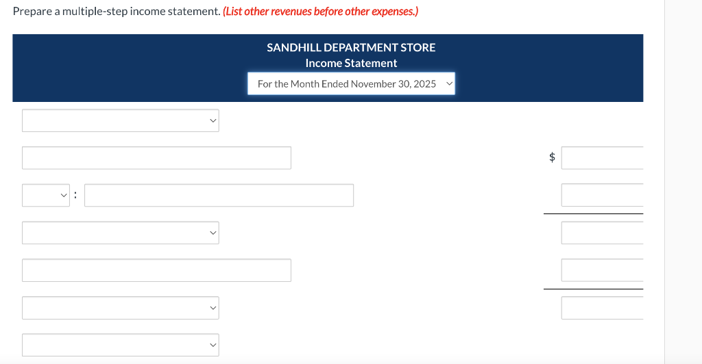 Solved Sandhill Department Store is located in midtown