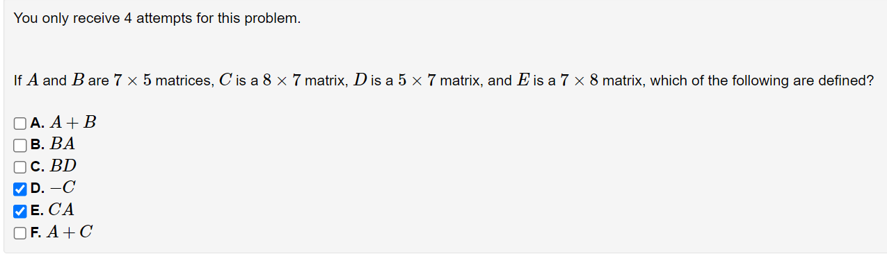 Solved You only receive 4 attempts for this problem. If A | Chegg.com