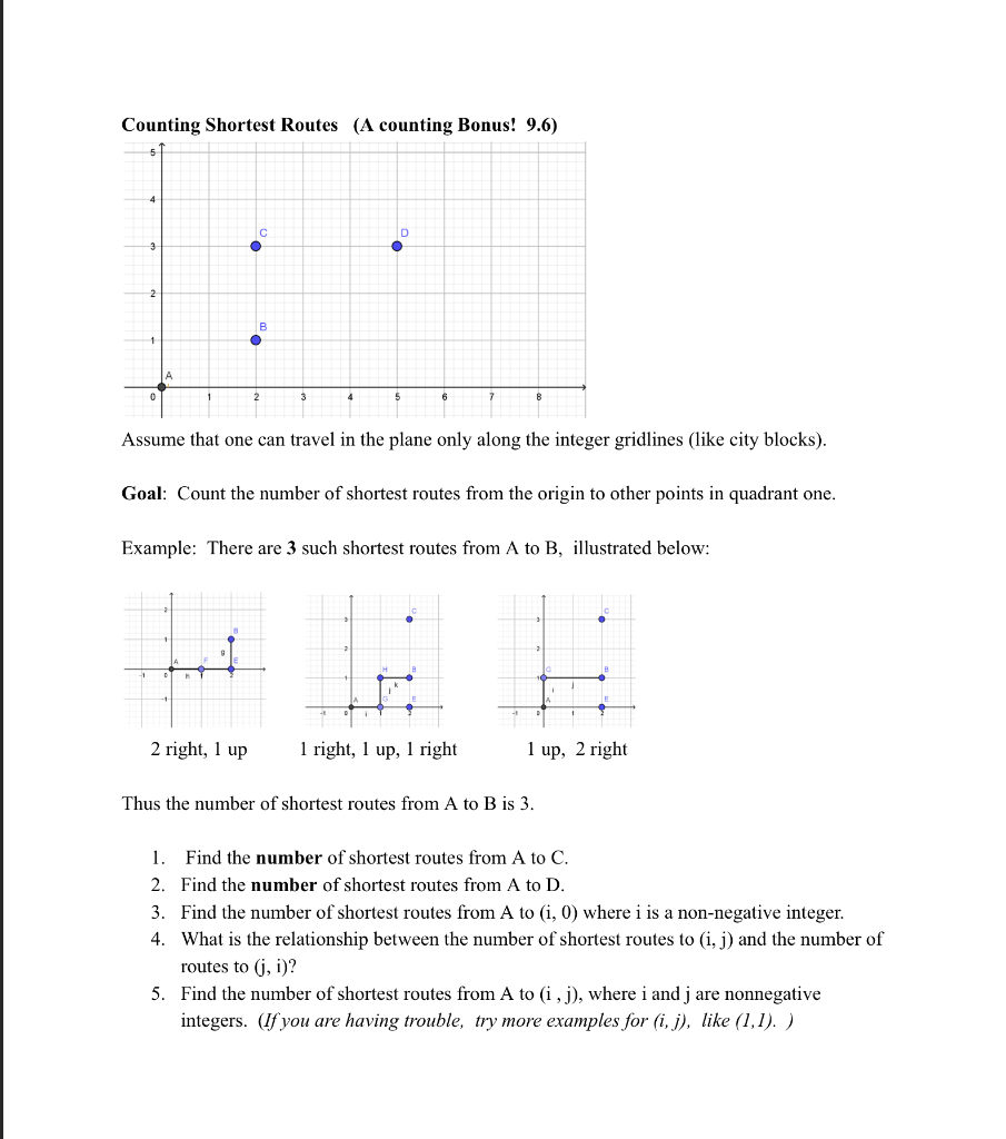 Route Numbers Math Solved Counting Shortest Routes (A counting Bonus! 9.6) Oo | Chegg.com