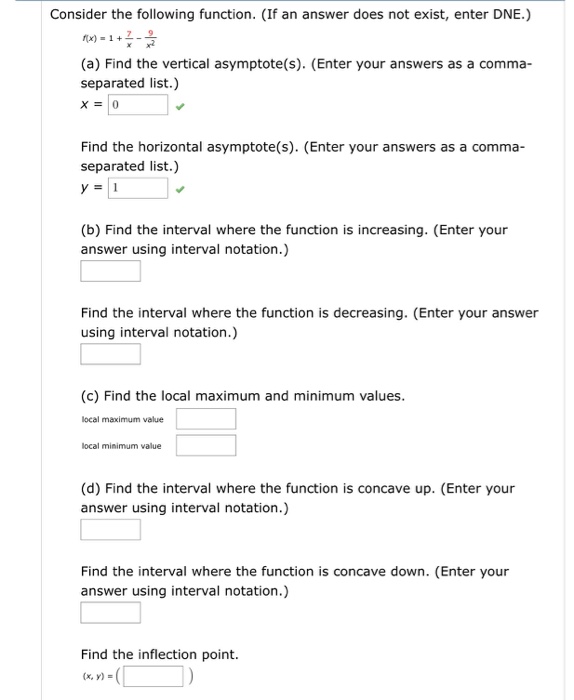 Solved Consider the following function. (If an answer does | Chegg.com