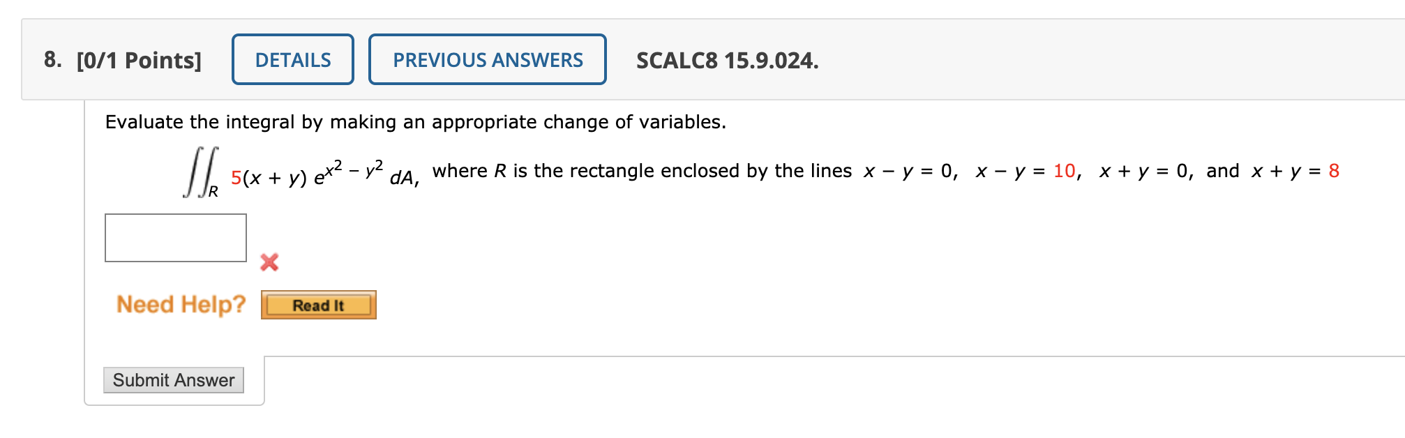 solved-evaluate-the-integral-by-making-an-appropriate-change-chegg