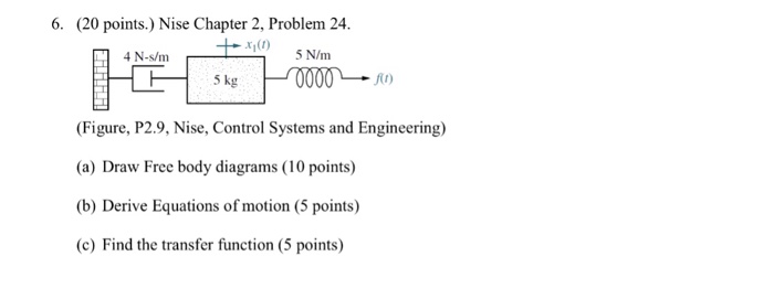 Solved 6. (20 points.) Nise Chapter 2, Problem 24. x(t) | Chegg.com