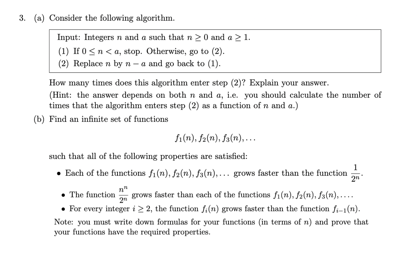 3. (a) Consider the following algorithm. Input: | Chegg.com