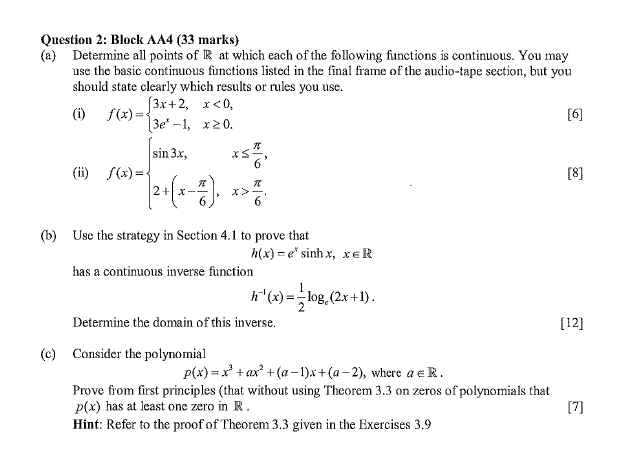 Solved Question 2: Block A44 (33 marks) (a) Determine all | Chegg.com
