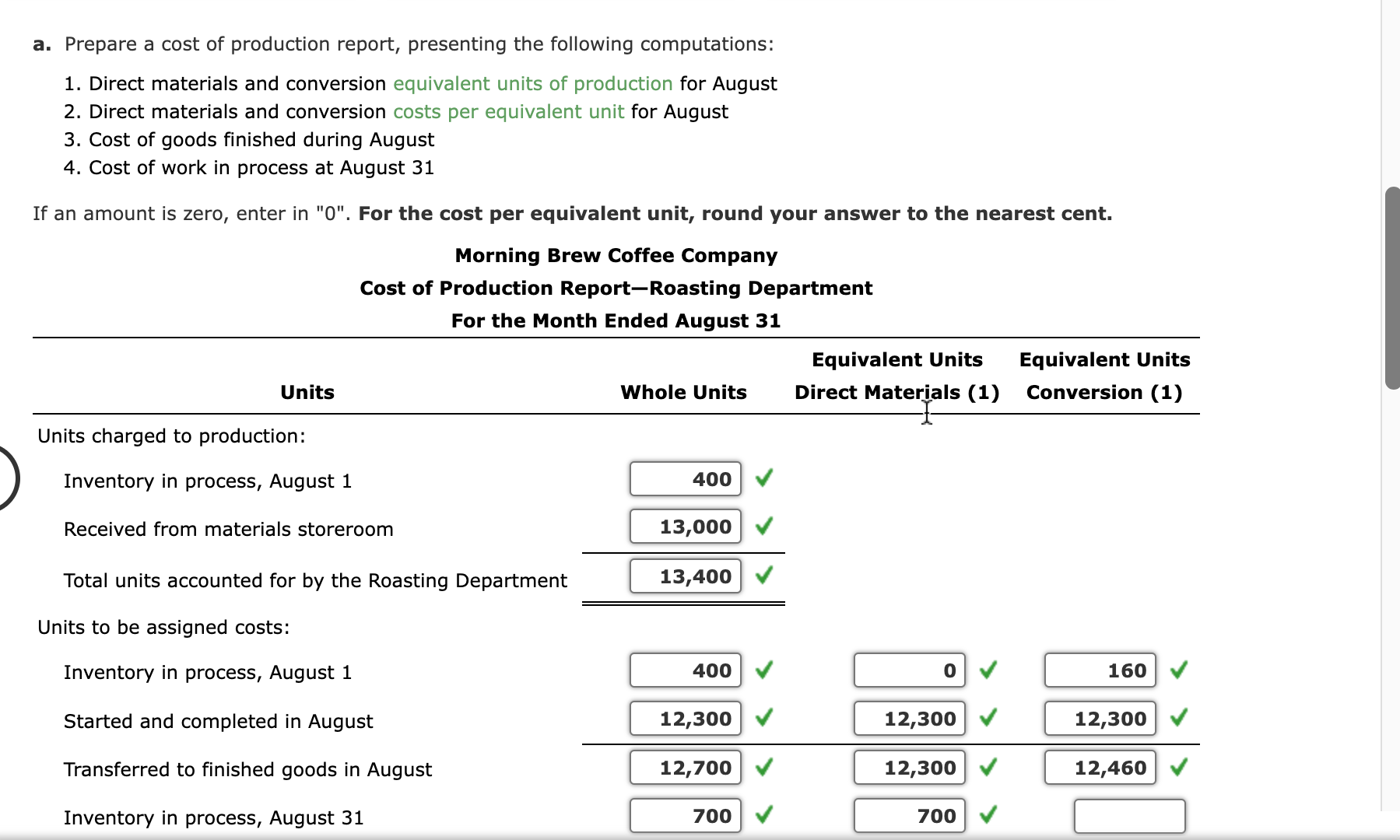 Solved A Prepare A Cost Of Production Report 1545