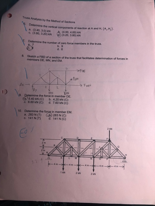 Solved Truss Analysis by the Method of Sections Determine | Chegg.com