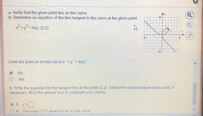 Solved a. Verify that the given point lies on the curve. b. | Chegg.com