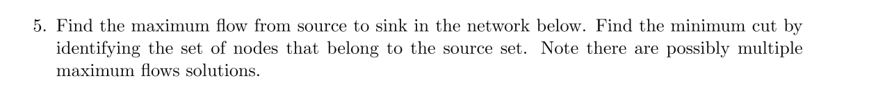 Solved 5. Find the maximum flow from source to sink in the | Chegg.com