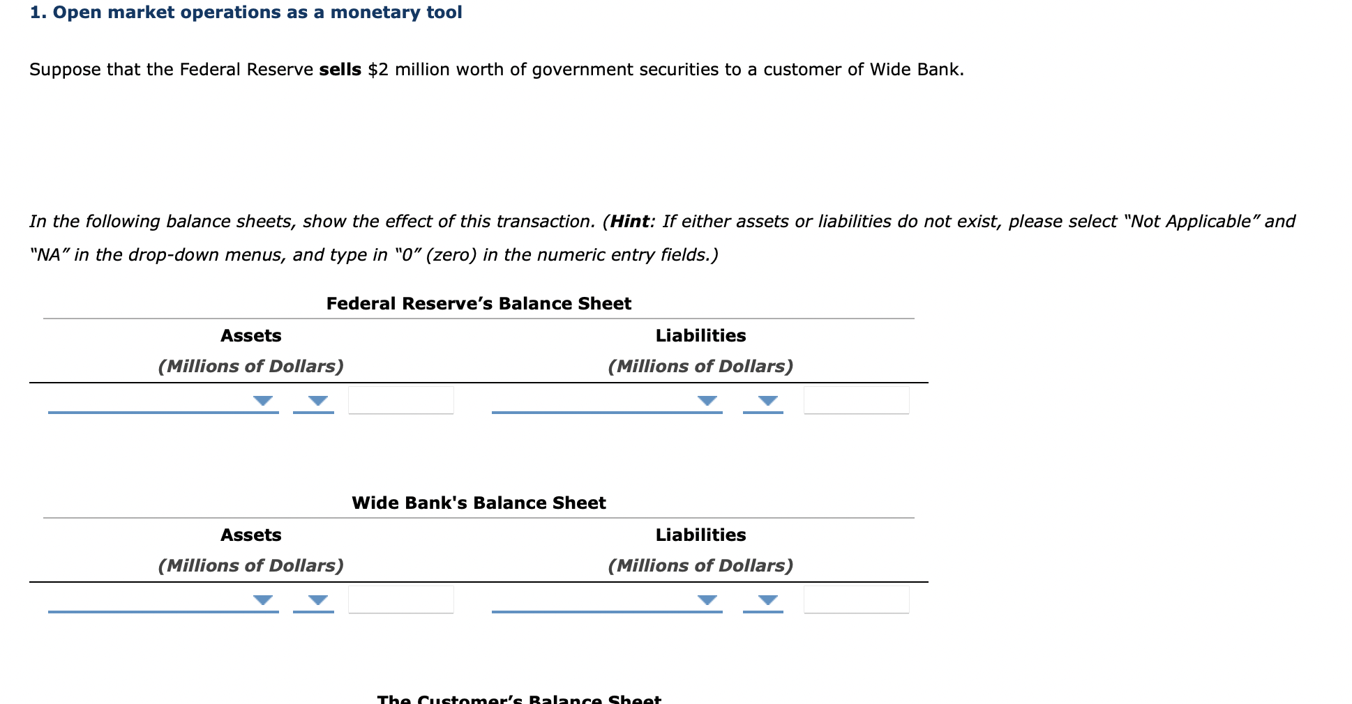 Solved 1. Open market operations as a tool Suppose
