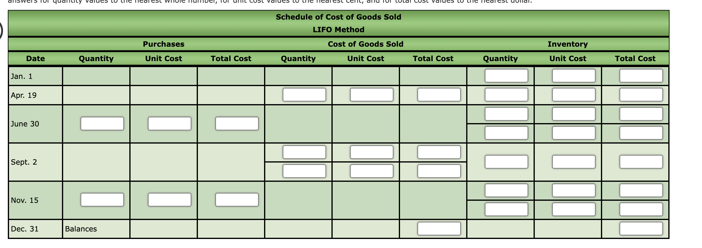 Solved Schedule Of Cost Of Goods Sold Lifo Method Purchases Chegg