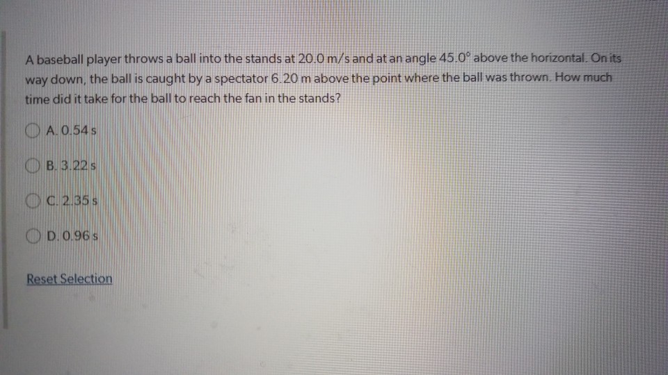 Solved A baseball player throws a ball into the stands at