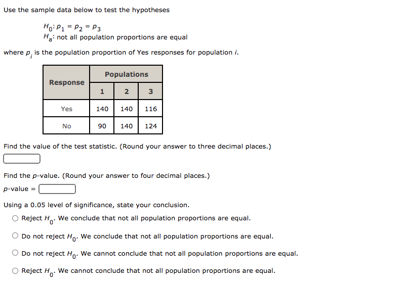 Solved Use the sample data below to test the hypotheses Ho: | Chegg.com