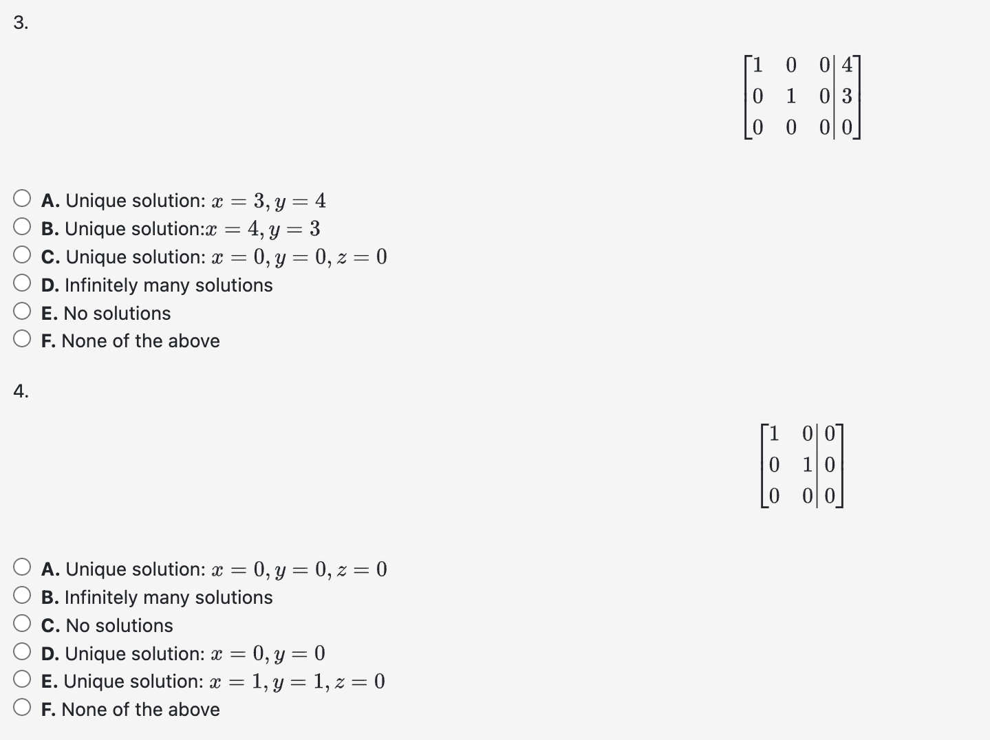 Solved The reduced row echelon form of a system of linear | Chegg.com