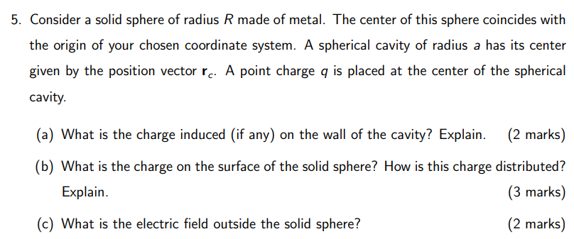 Solved 5. Consider a solid sphere of radius R made of metal. | Chegg.com
