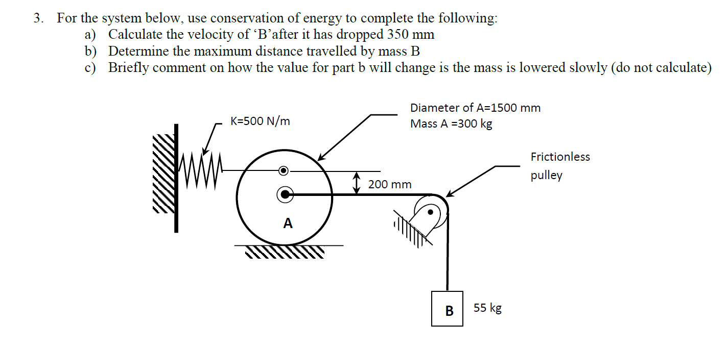 Solved For the system below, use conservation of energy to | Chegg.com