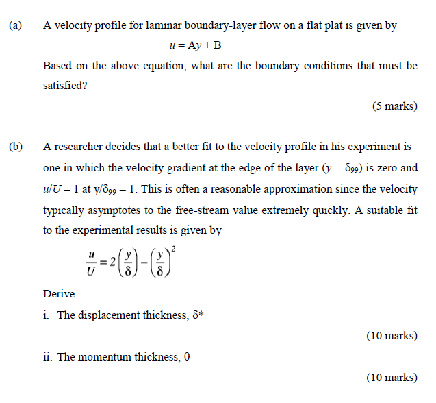 Solved A velocity profile for laminar boundary-layer flow on | Chegg.com