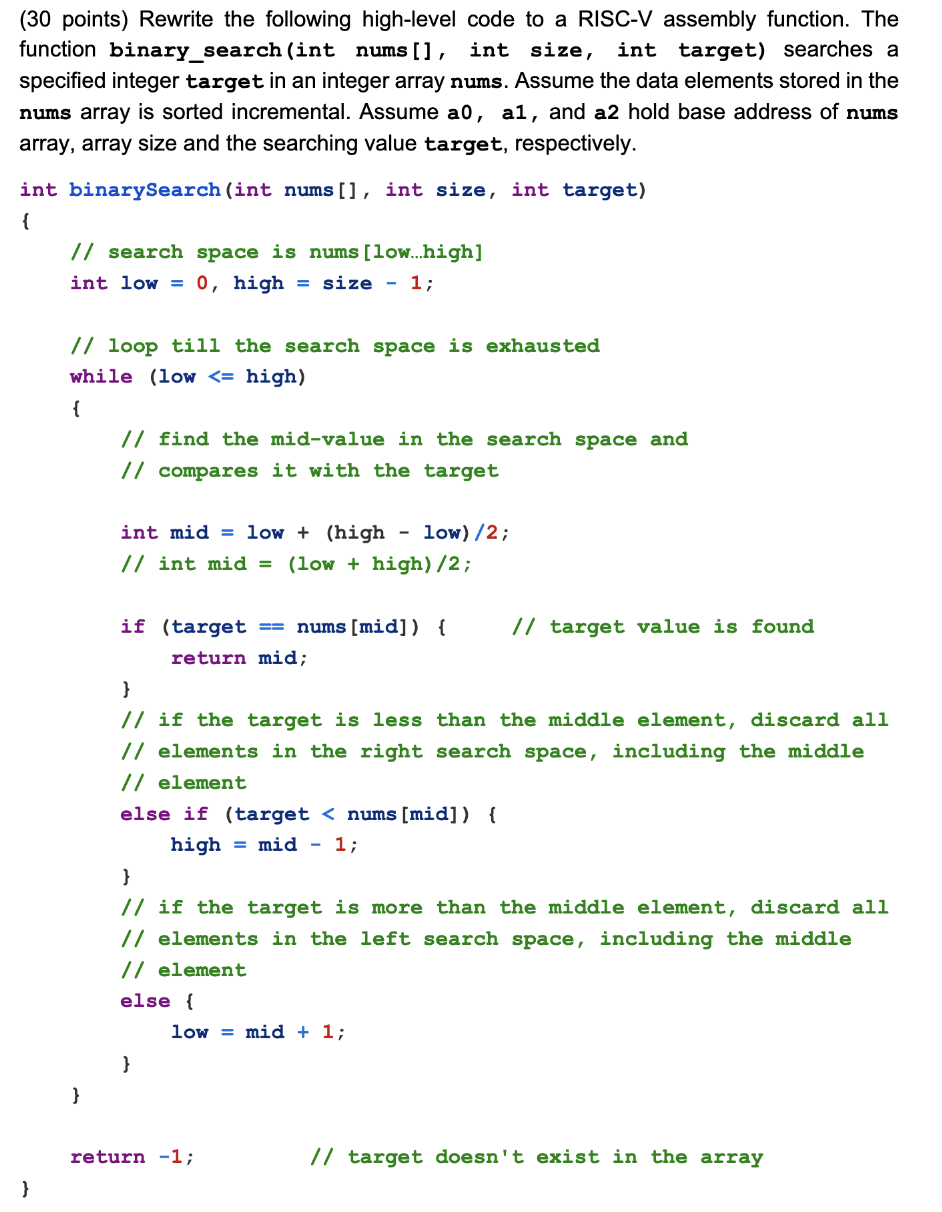 points) Rewrite the following high-level code to a | Chegg.com
