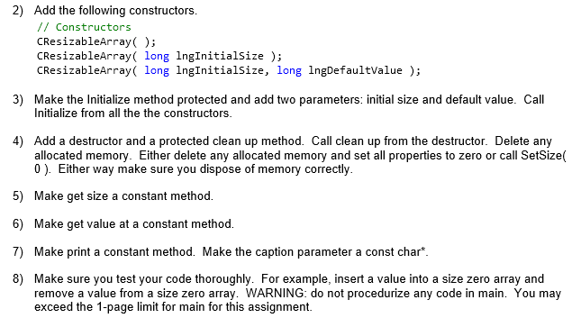 Solved 2) Add the following constructors. 1/ Constructors | Chegg.com