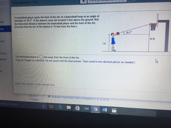 Solved A basketball player spots the front of the rim of a