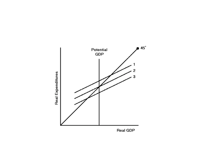 Solved 45 Potential GDP 2. 3 W N Real Expenditures Real GDP | Chegg.com