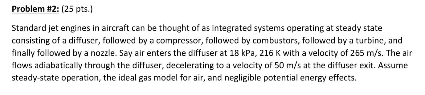 Solved Problem #2: (25 pts.) Standard jet engines in | Chegg.com