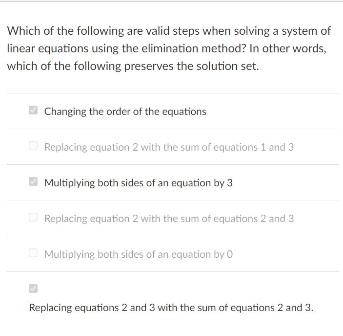 Solved Which of the following are valid steps when solving a | Chegg.com