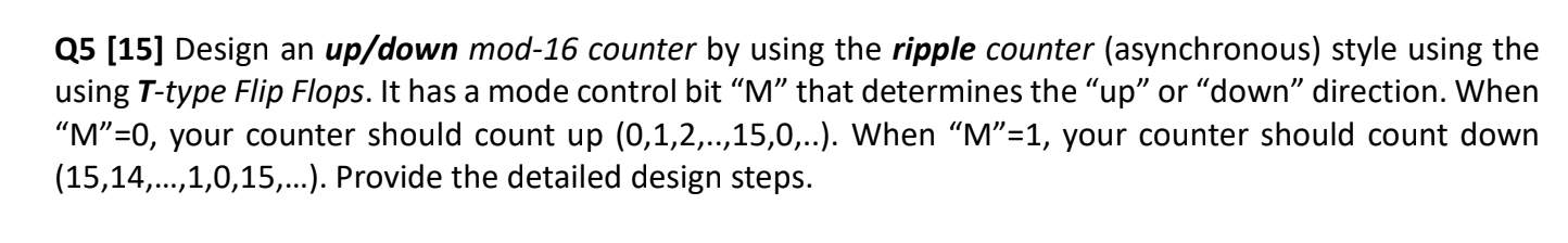 Solved Design an up/down mod-16 counter by using the ripple | Chegg.com