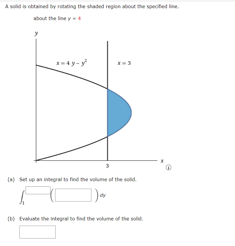 Solved A solid is obtained by rotating the shaded region | Chegg.com