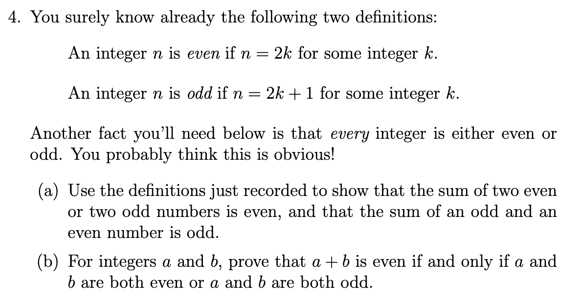 Solved 4. You surely know already the following two | Chegg.com