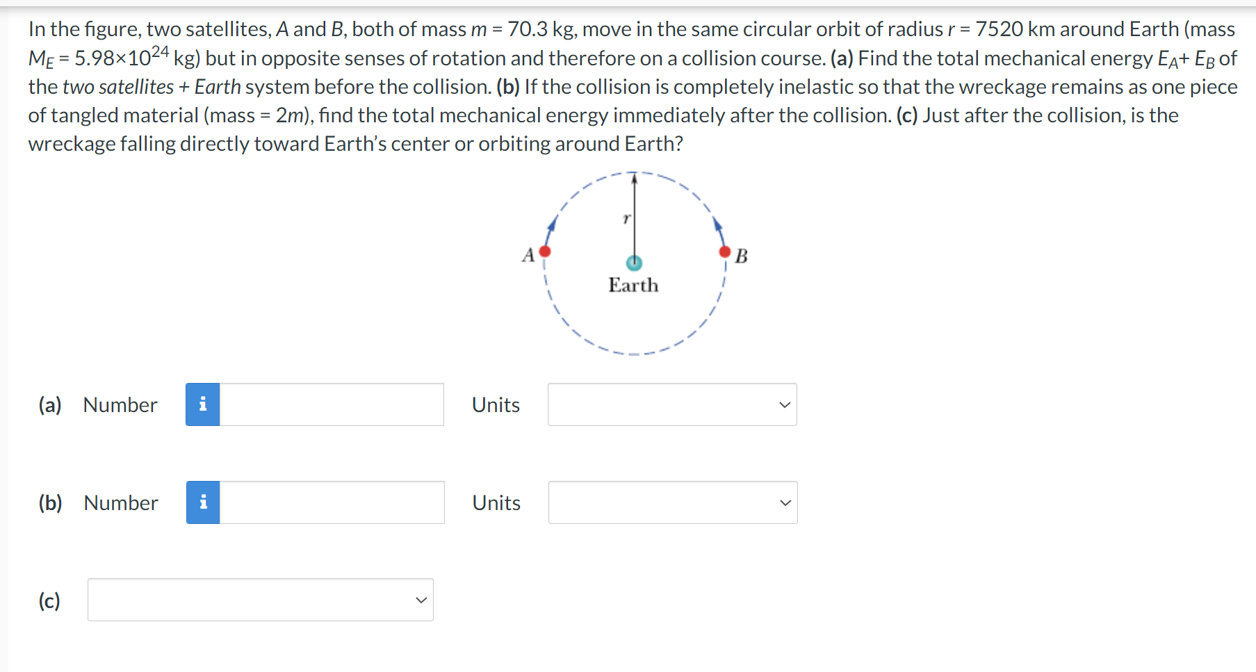 Solved = In The Figure, Two Satellites, A And B, Both Of | Chegg.com