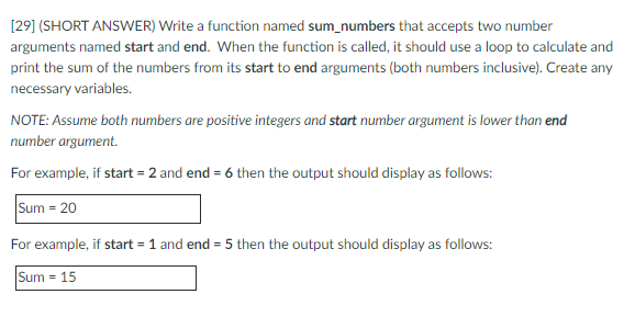 Solved [29] (SHORT ANSWER) Write a function named | Chegg.com