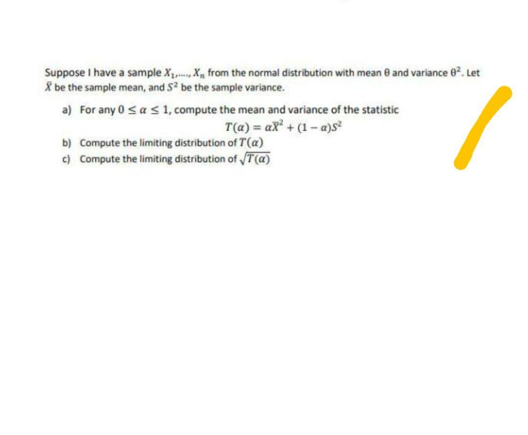 Solved Suppose I have a sample X... X, from the normal | Chegg.com