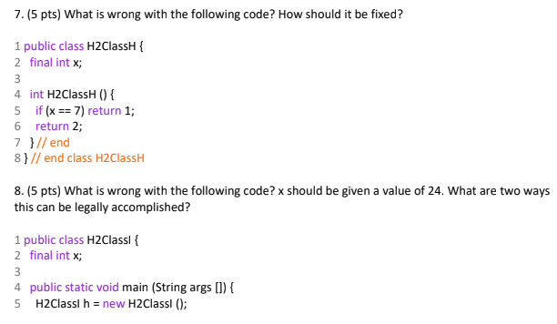 Solved 7. (5 pts) What is wrong with the following code? How | Chegg.com