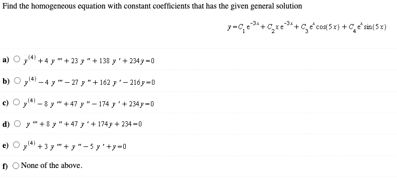 Solved Find the homogeneous equation with constant | Chegg.com
