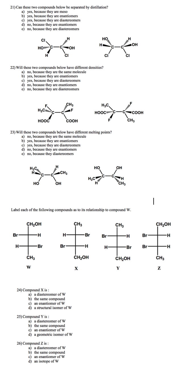 Solved 21) Can These Two Compounds Below Be Separated By | Chegg.com