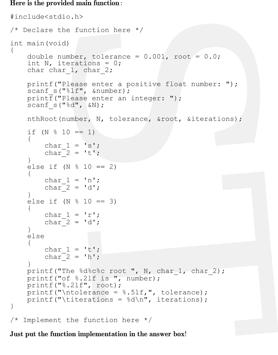 Solved [10 marks] Declare and implement a function which | Chegg.com