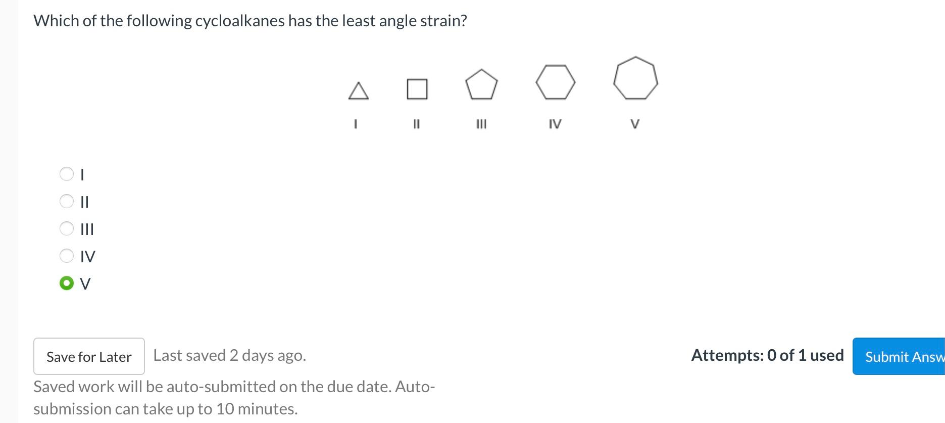 Solved Which of the following cycloalkanes has the least | Chegg.com