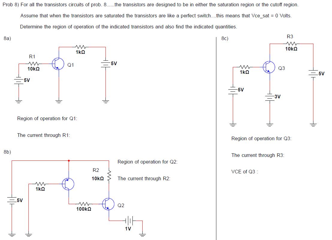 Solved Prob 8) For All The Transistors Circuits Of Prob. | Chegg.com