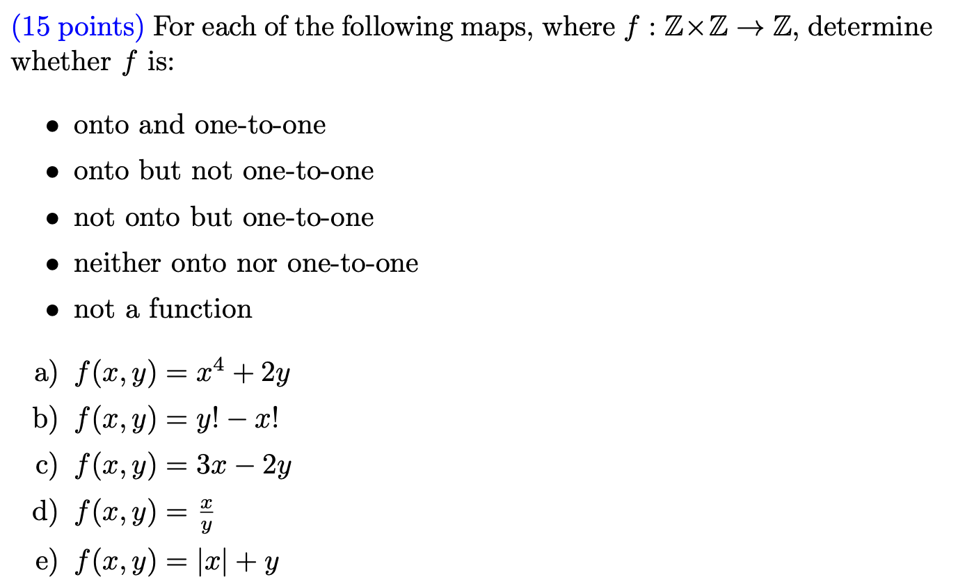 Solved (15 points) For each of the following maps, where | Chegg.com
