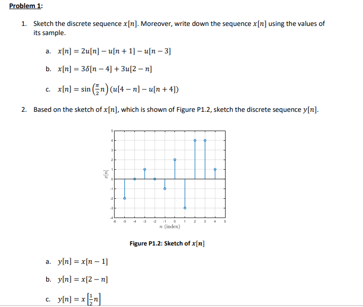 Solved Problem 1 Sketch The Discrete Sequence X N More Chegg Com