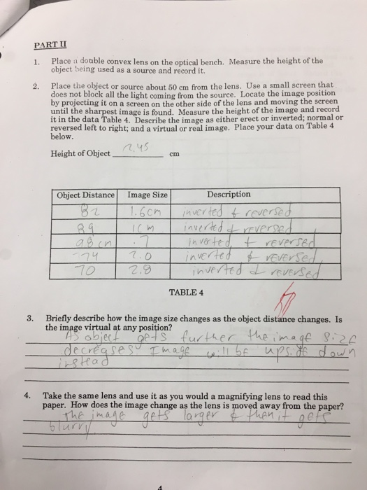 Solved DATE EXPERIMENT 7 GENERAL PROPERTIES OF LENS AND