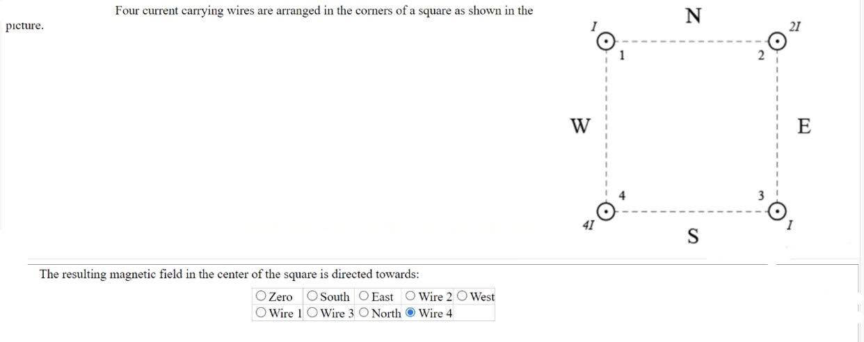 Solved Four current carrying wires are arranged in the | Chegg.com